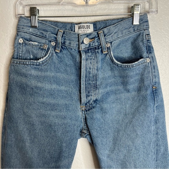 Agolde Jeans Women Size 25 Feel Good Straight Medium Wash Tapered Distressed B22 - Picture 5 of 12